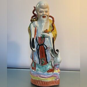 SHOU XING Antique Chinese Porcelain Statue God Of Longevity 13” great condition.
